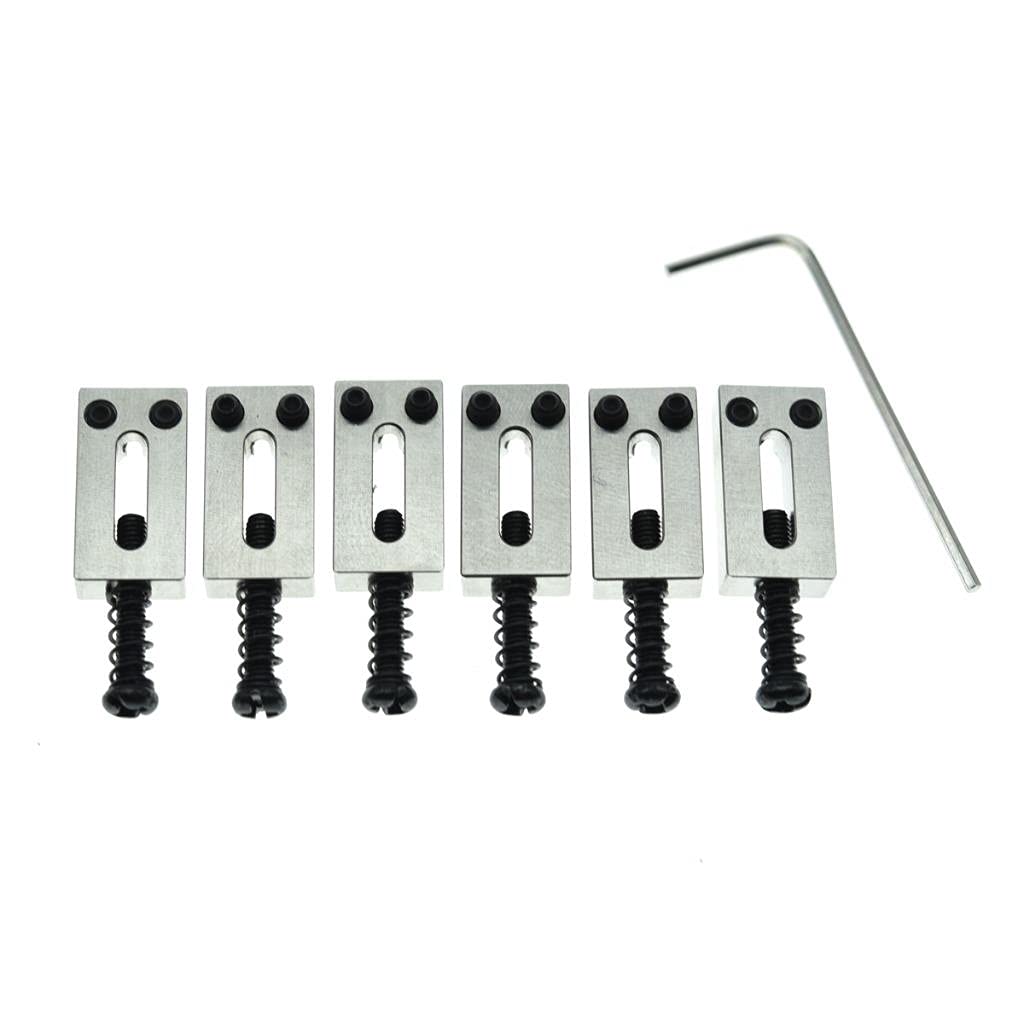 KAISH Upgraded Version Stainless Steel Guitar Bridge Saddles 10.8mm String Spacing with Black Screws for Stratocaster/Telecaster